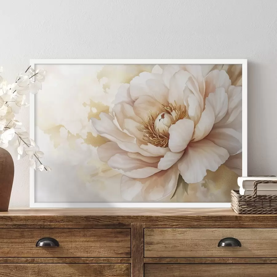 murales de pared Dibujo de flor de peonía, estilo acrílico f42202