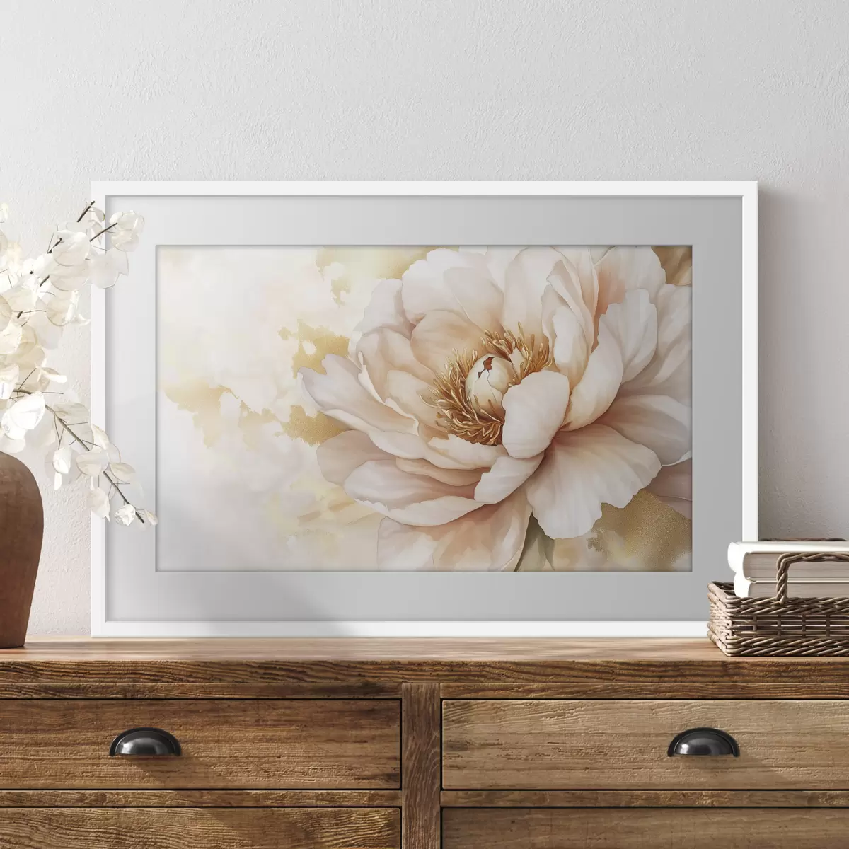 Poster Dibujo de flor de peonía, estilo acrílico f42202