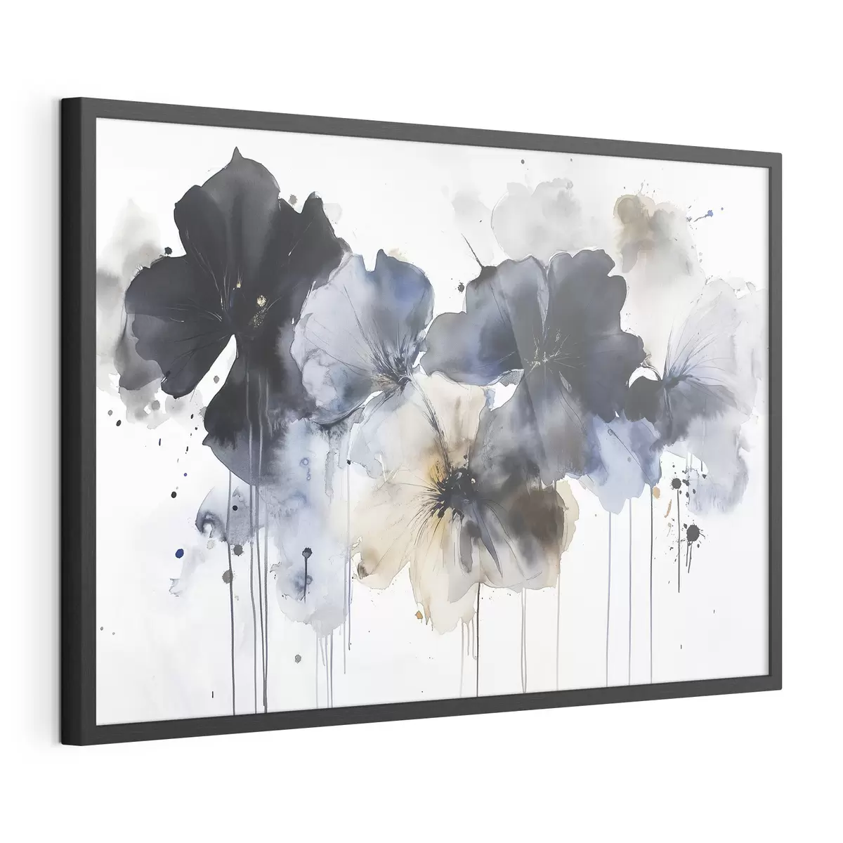 Poster Flores de acuarela, estilo fluido, colores azules f42207