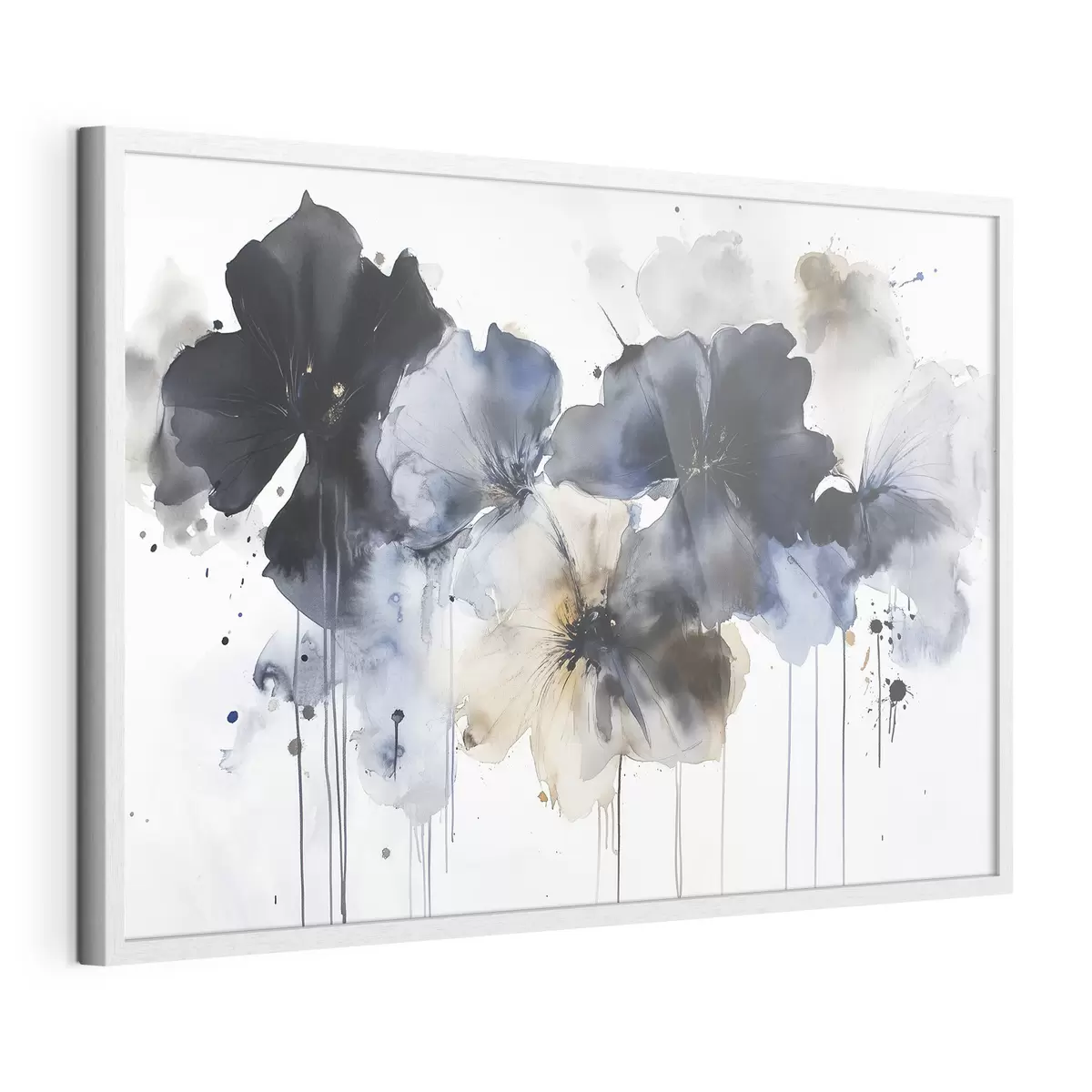Poster Flores de acuarela, estilo fluido, colores azules f42207