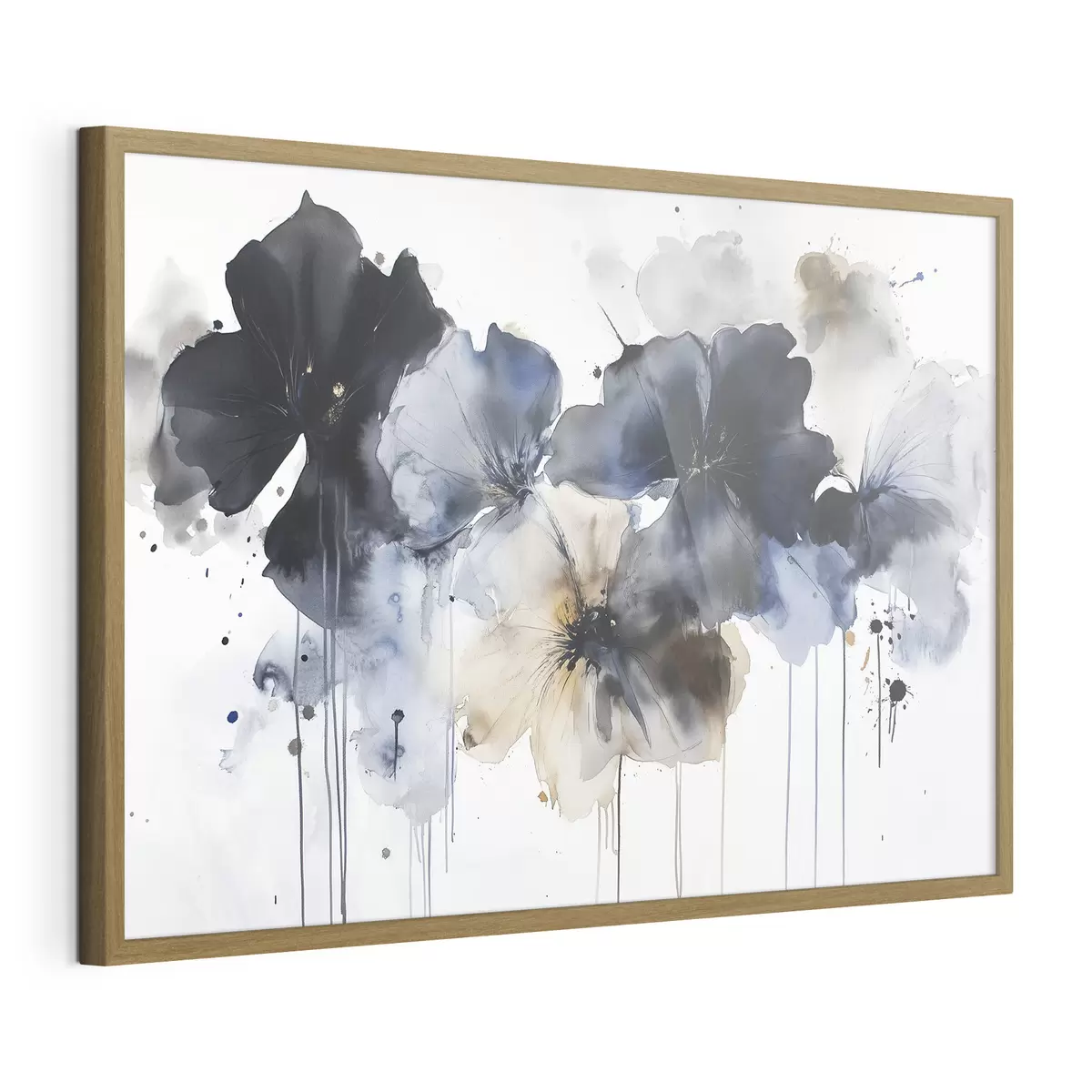 Poster Flores de acuarela, estilo fluido, colores azules f42207