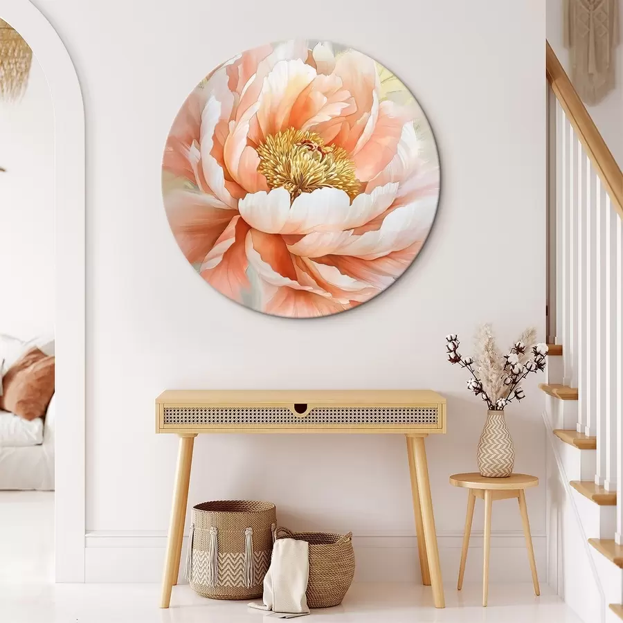 murales de pared Flor de peonía estilo acrílico, colores rosas, pinceladas r42199