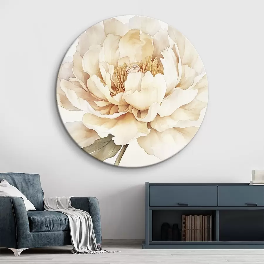 murales de pared Preciosa flor de peonía, colores suaves y cremosos, estilo acuarela r42201