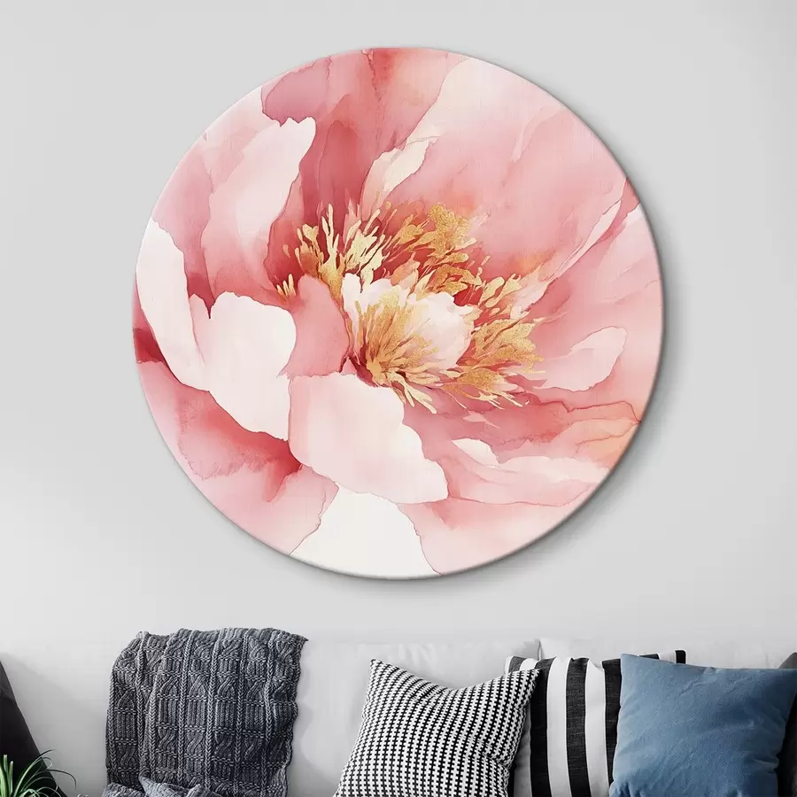 murales de pared Flor de peonía rosa, estilo acuarela r42203