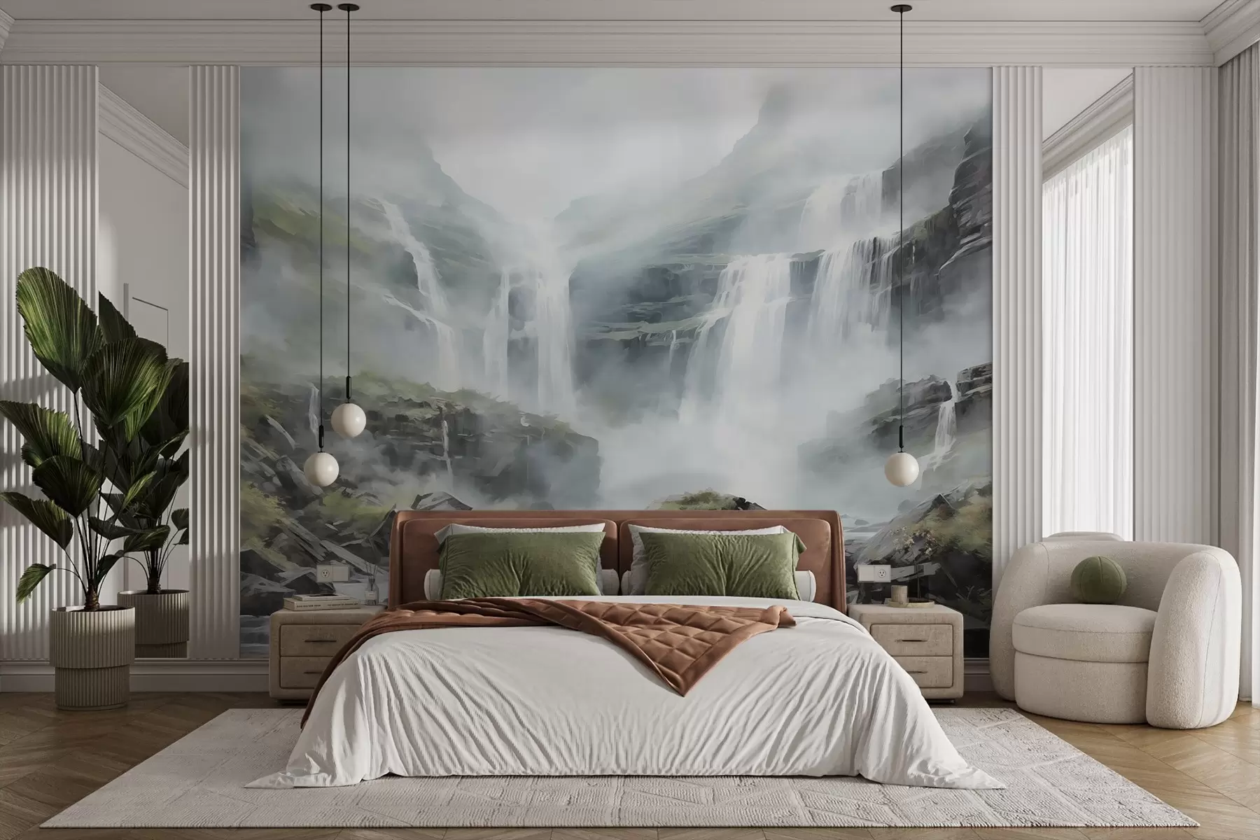 murales de pared Cascada en la niebla w08572