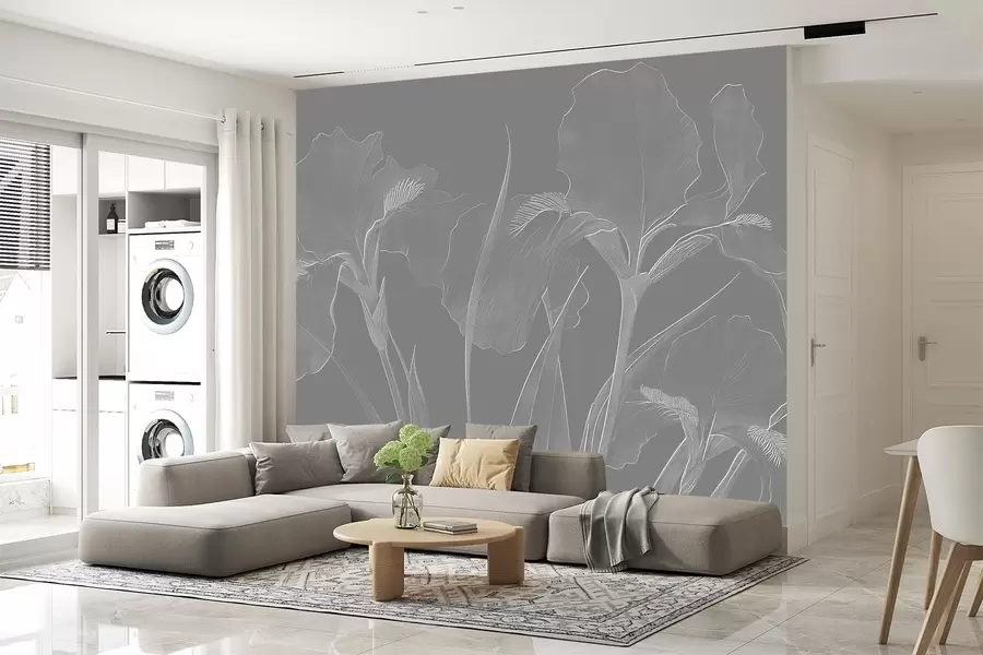 murales de pared Grabado con lirios w08575
