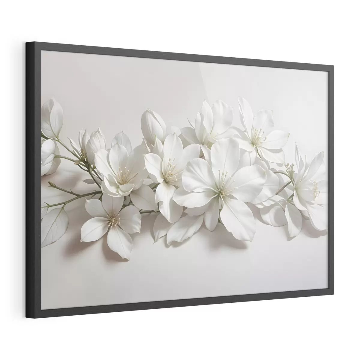 Poster Delicadas flores blancas de magnolia sobre fondo claro f42230