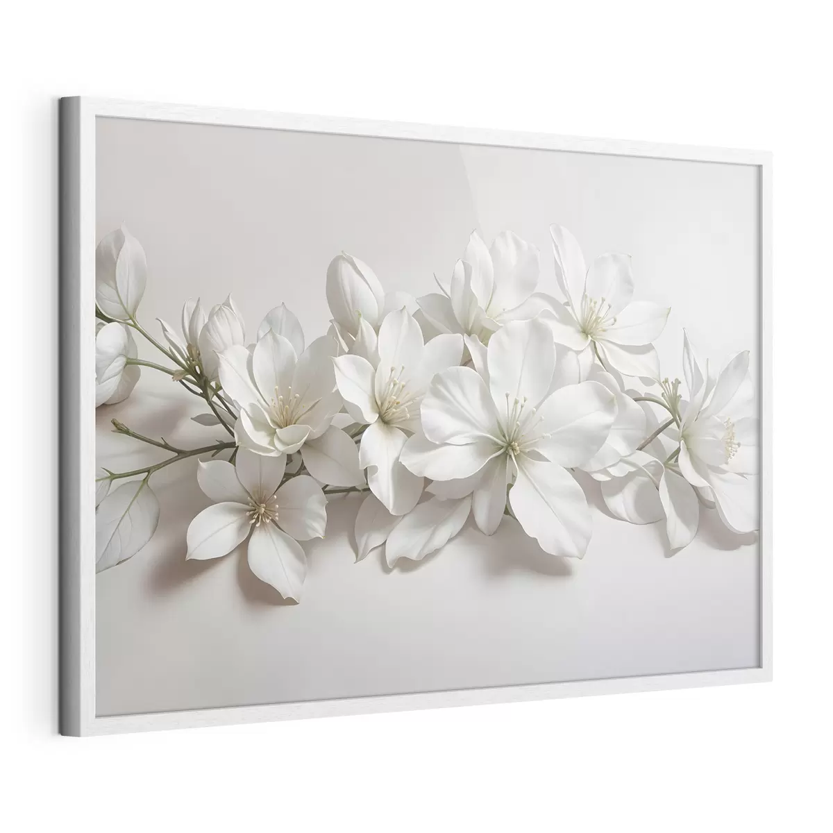 Poster Delicadas flores blancas de magnolia sobre fondo claro f42230