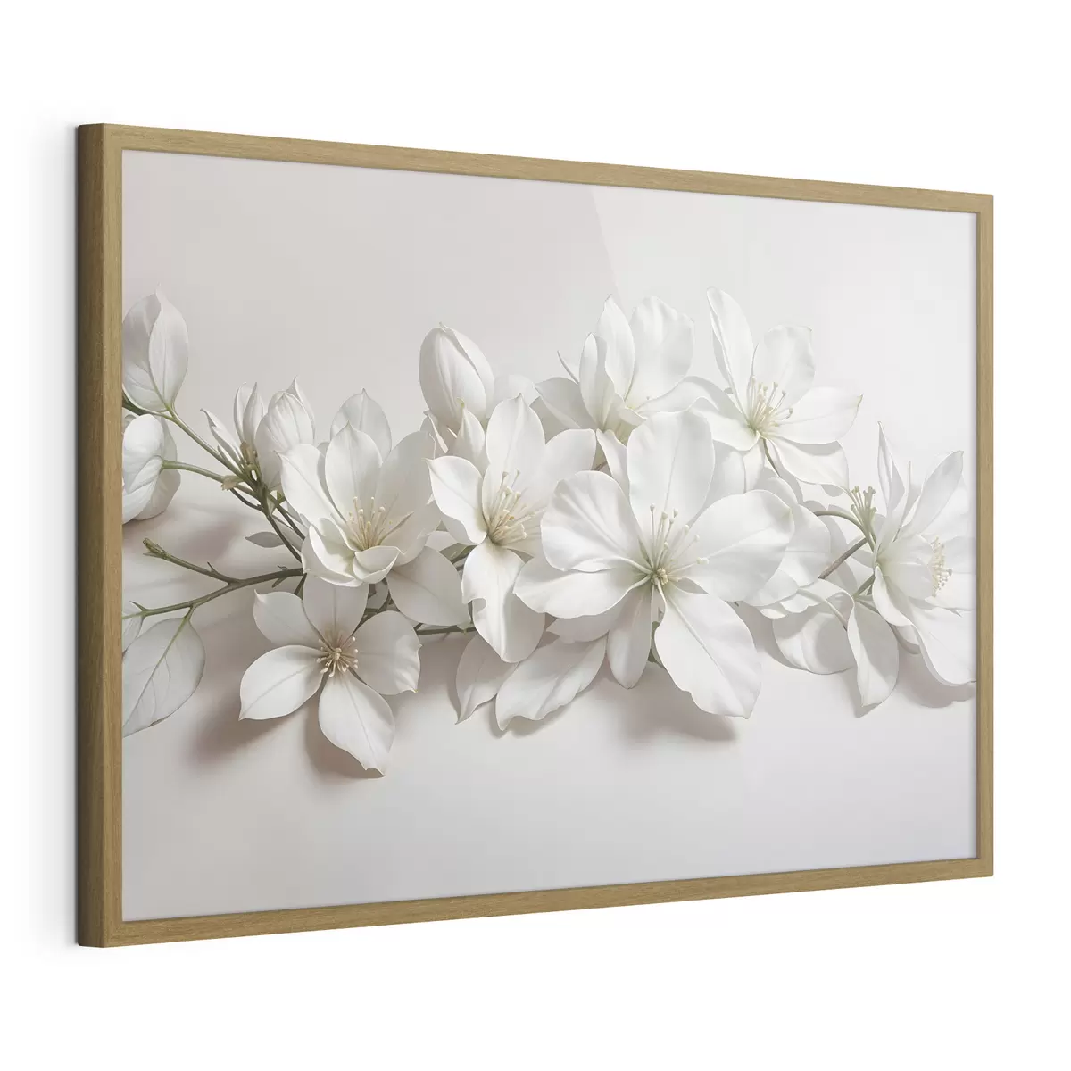 Poster Delicadas flores blancas de magnolia sobre fondo claro f42230