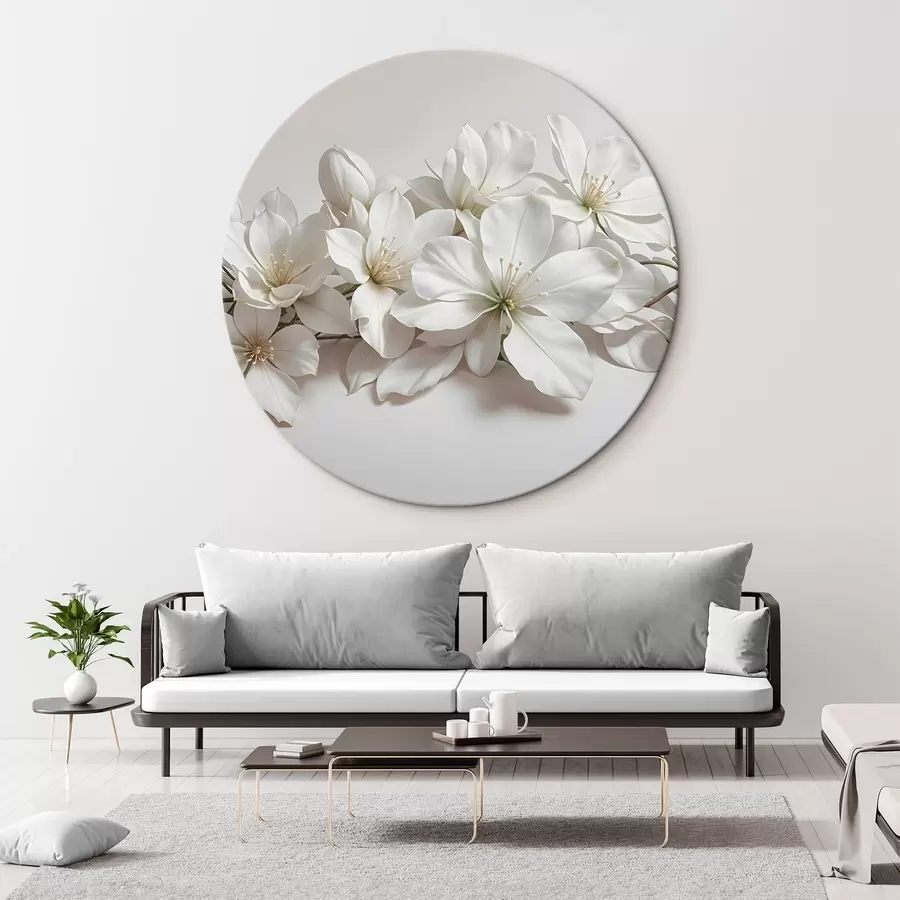 murales de pared Delicadas flores blancas de magnolia sobre fondo claro r42230