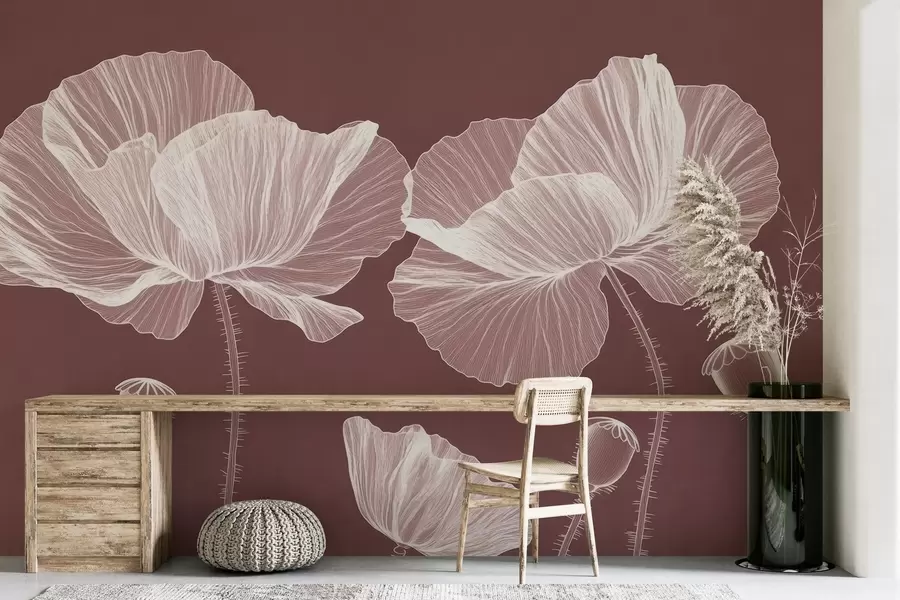 murales de pared Amapolas silvestres pintadas w02622v1