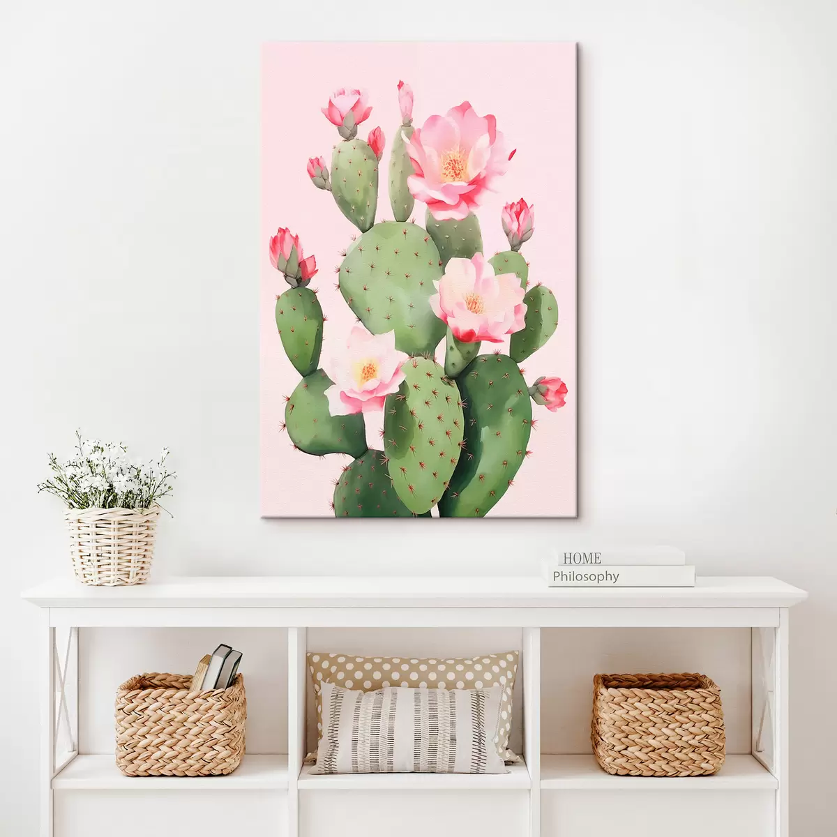 murales de pared Cactus y flores rosas s42313