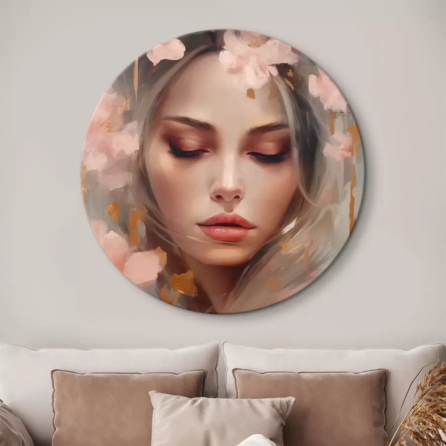 murales de pared Hermosa niña y flores r42299