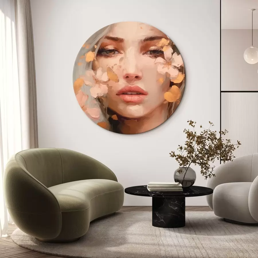 murales de pared Niña y flores rosas r42301