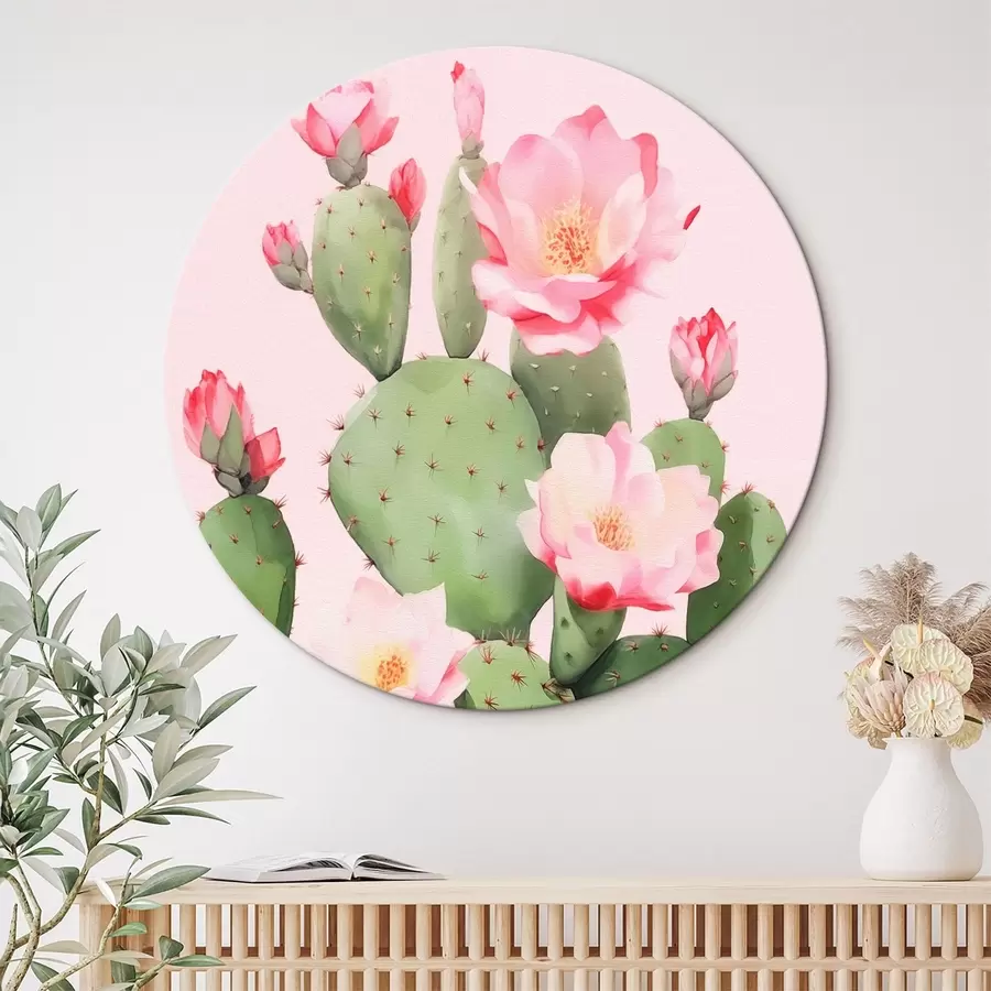 murales de pared Cactus y flores rosas r42313