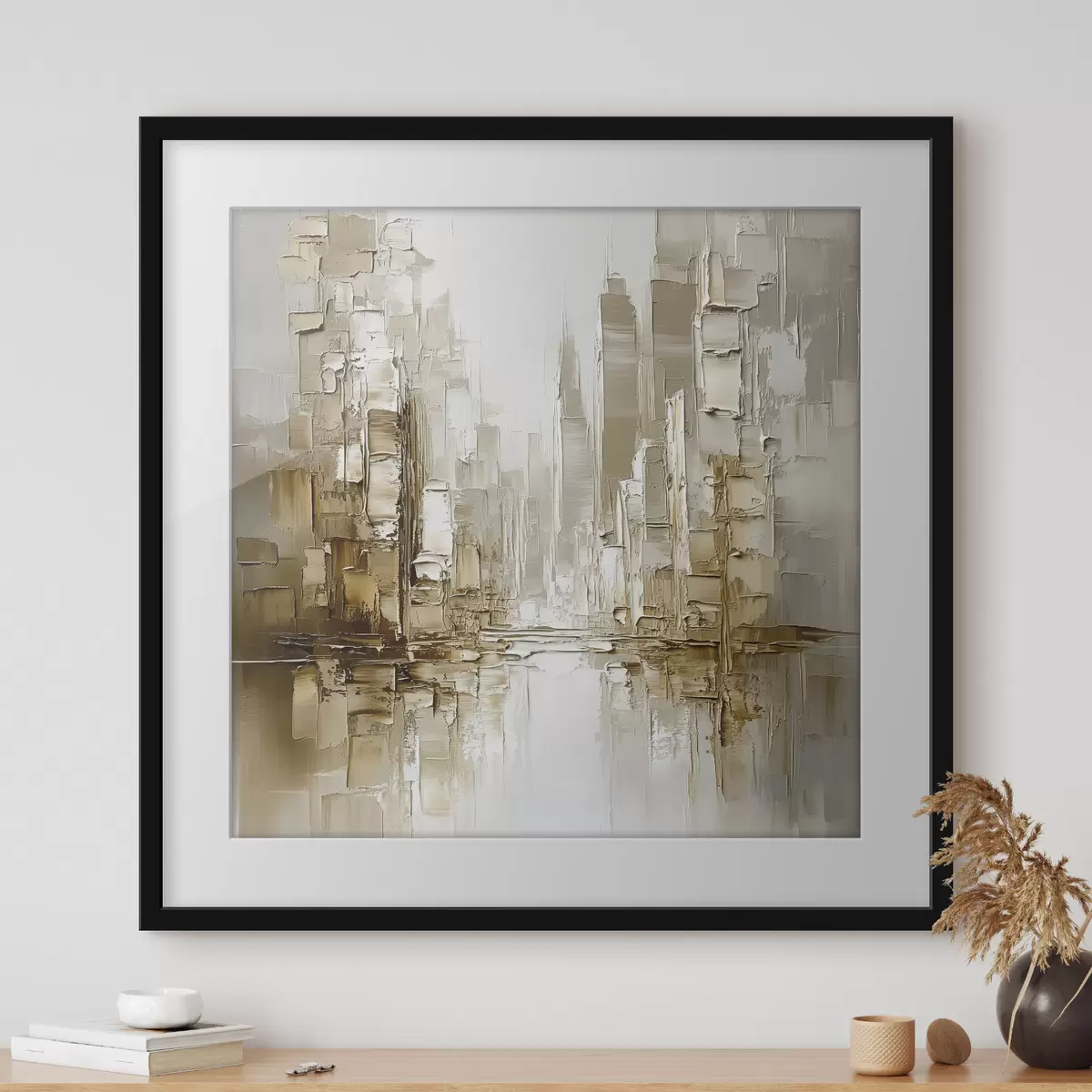 Poster Ciudad entre bruma dorada f42132