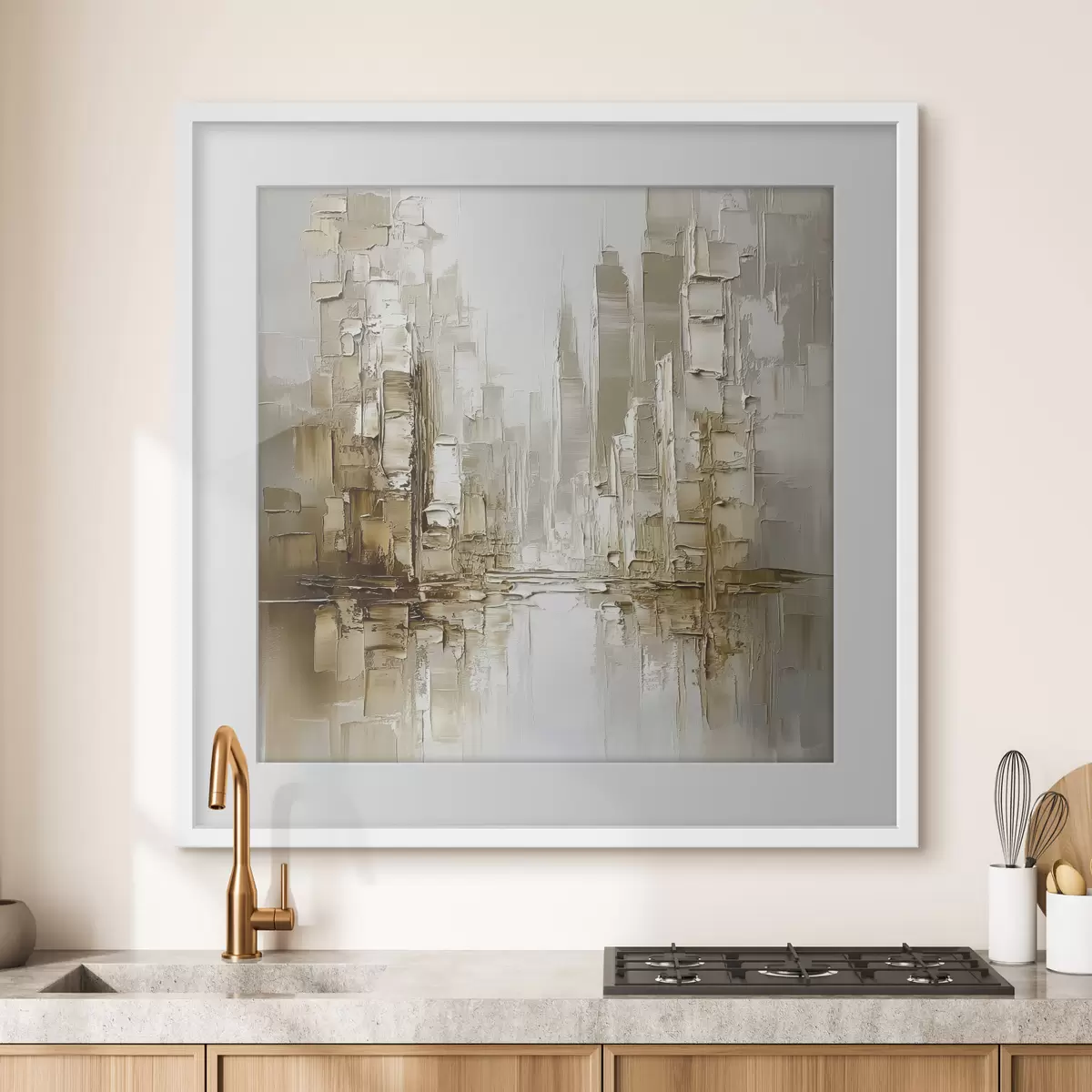 Poster Ciudad entre bruma dorada f42132