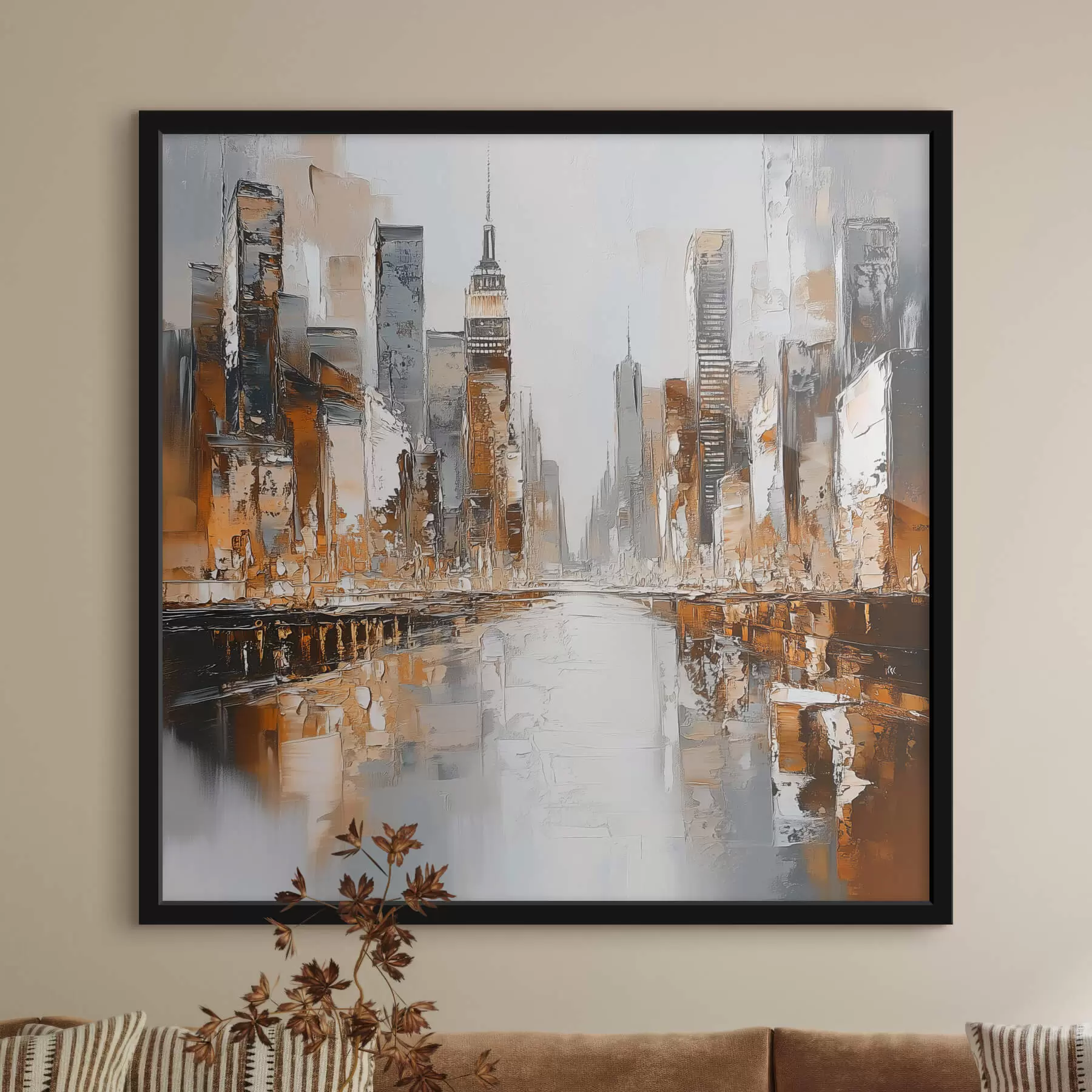 murales de pared Ciudad abstracta con pinceladas de imitación f42133