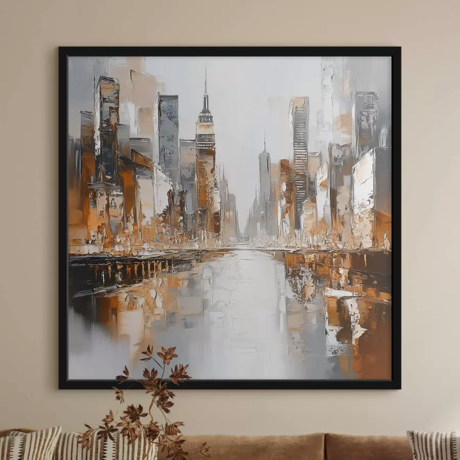 murales de pared Ciudad abstracta con pinceladas de imitación f42133