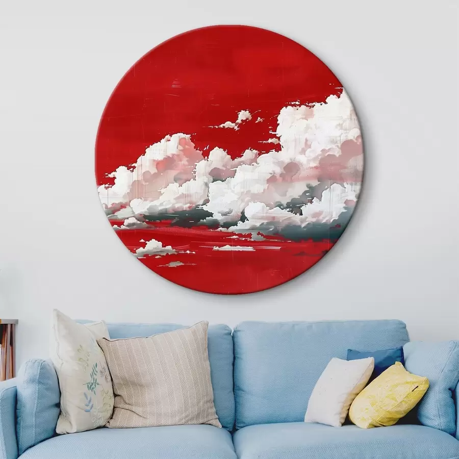 murales de pared Nubes de tormenta sobre fondo rojo r40987