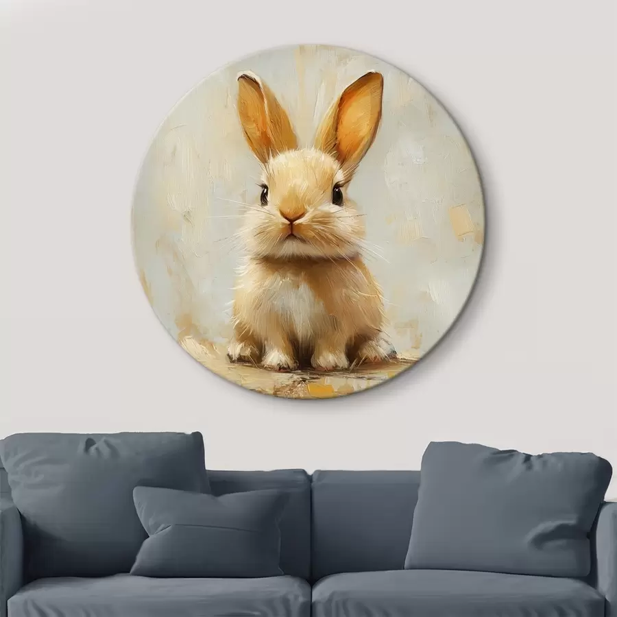 murales de pared Un conejito beige sobre fondo claro con pinceladas atrevidas r41000