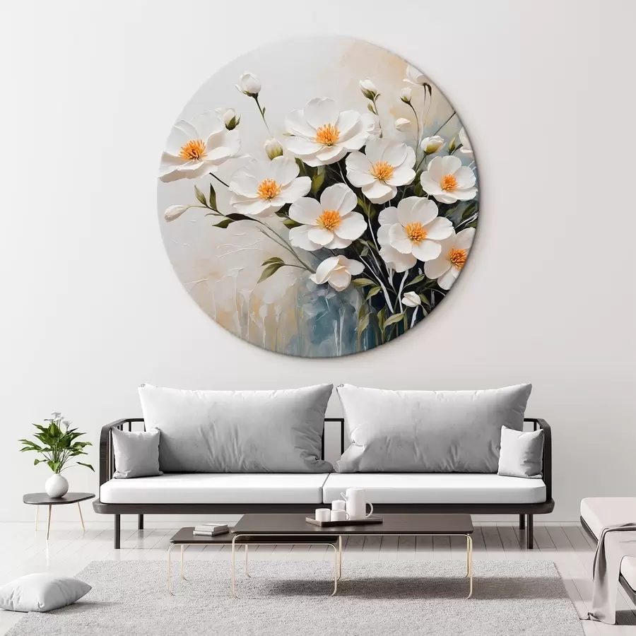murales de pared Flores blancas sobre fondo borroso r41039
