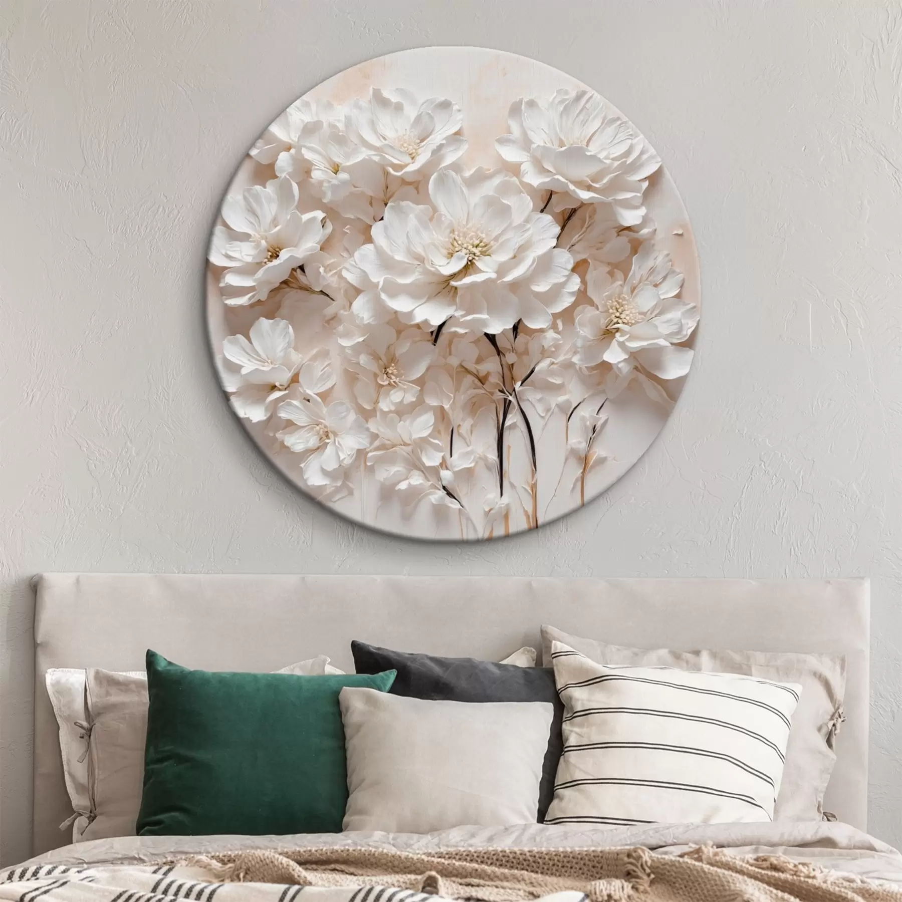 murales de pared Flores blancas sobre fondo blanco y naranja r41042