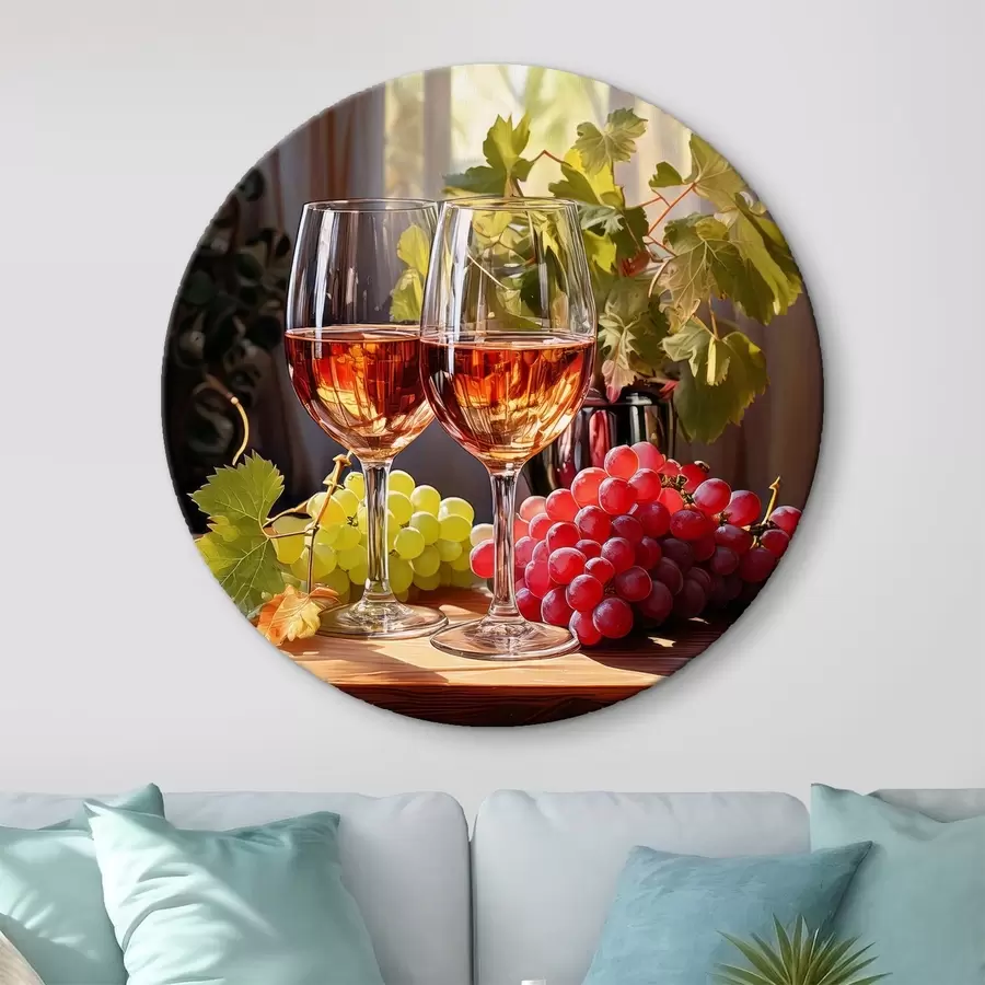 murales de pared copas de vino y uvas, bodegón r41105