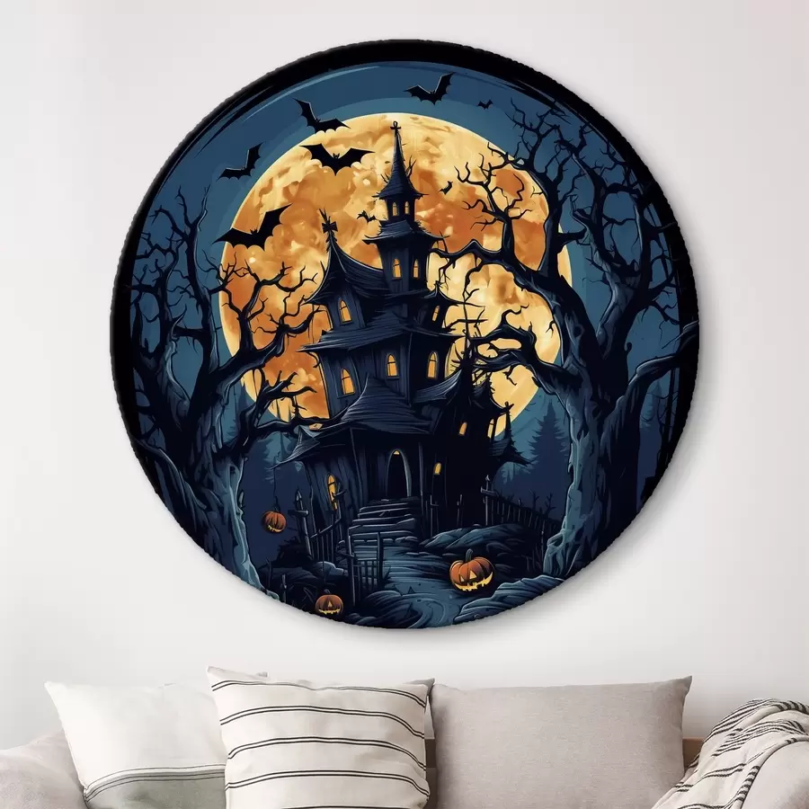 murales de pared Halloween, castillo en el bosque r41134