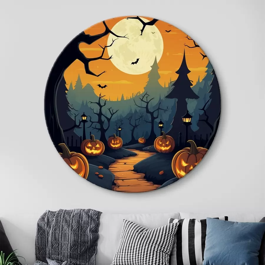 murales de pared Halloween, camino en el bosque r41135