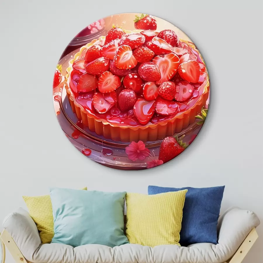 murales de pared Tarta de fresas, acuarela, dulce desierto, cálida luz del sol r41178