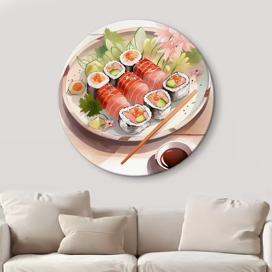 murales de pared Acuarela sushi, floral, japonesa r41181