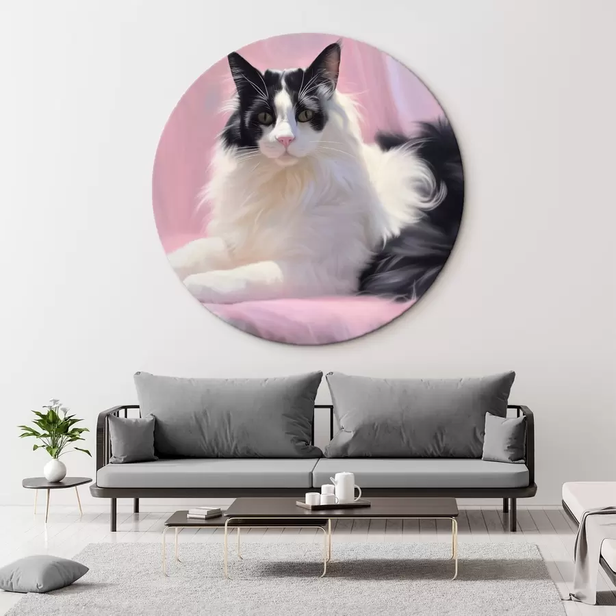 murales de pared Gato, fondo suave, gato blanco y negro r41182