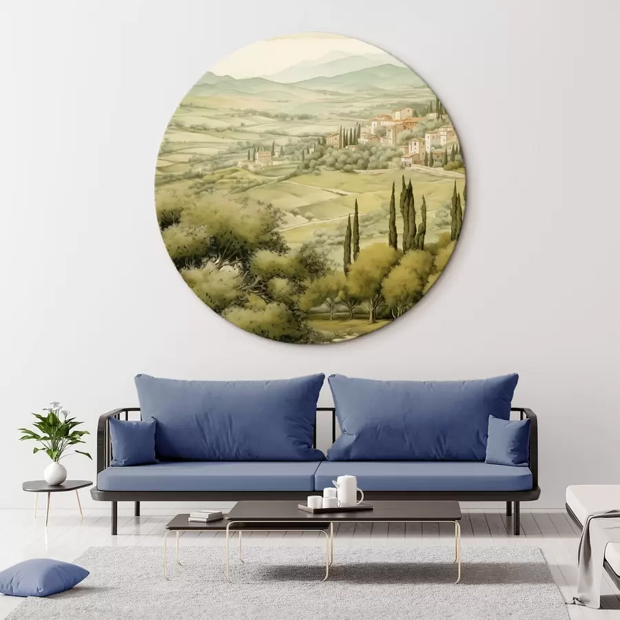 murales de pared Paisajes de la Toscana, acuarela, estilo boho r41220