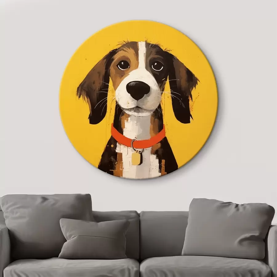 murales de pared Retrato de un perro sobre fondo amarillo r41232