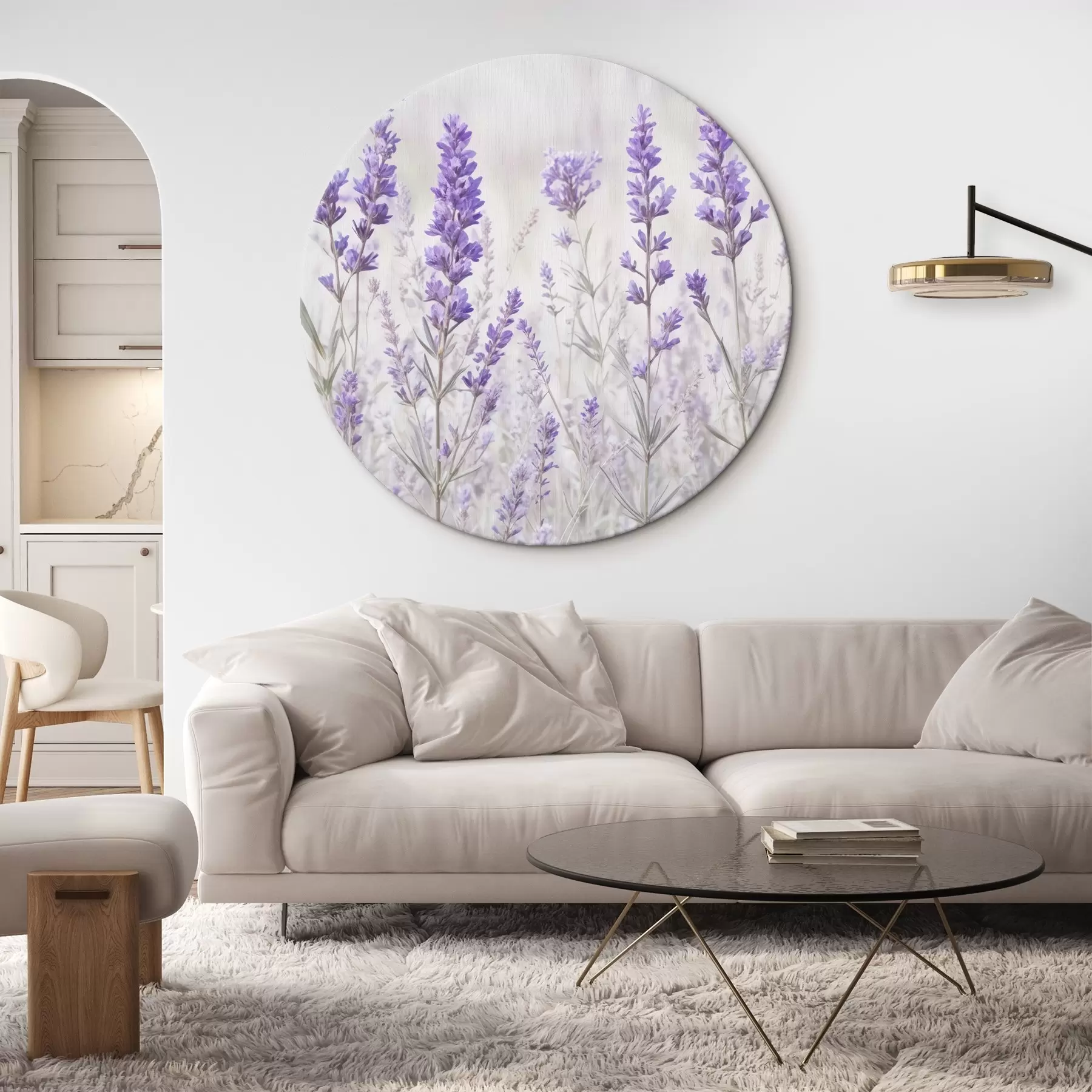 murales de pared Campo de flores de lavanda púrpura sobre un fondo borroso con textura r41265