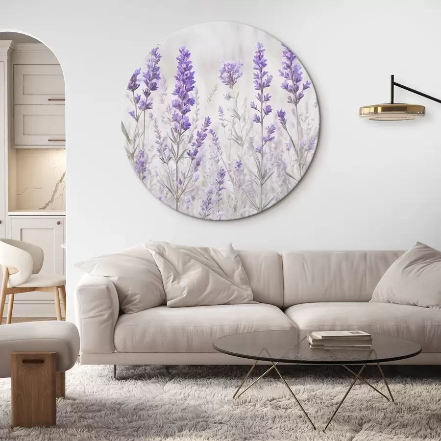 murales de pared Campo de flores de lavanda púrpura sobre un fondo borroso con textura r41265