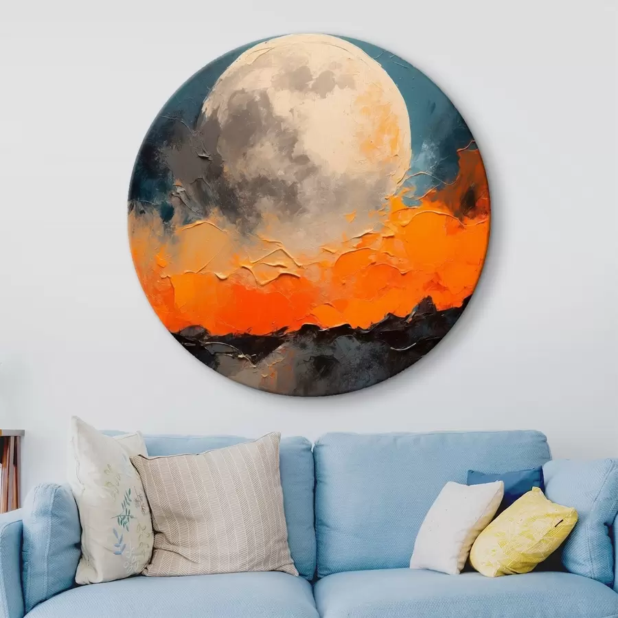 murales de pared Pintura al óleo abstracta con la luna r41286