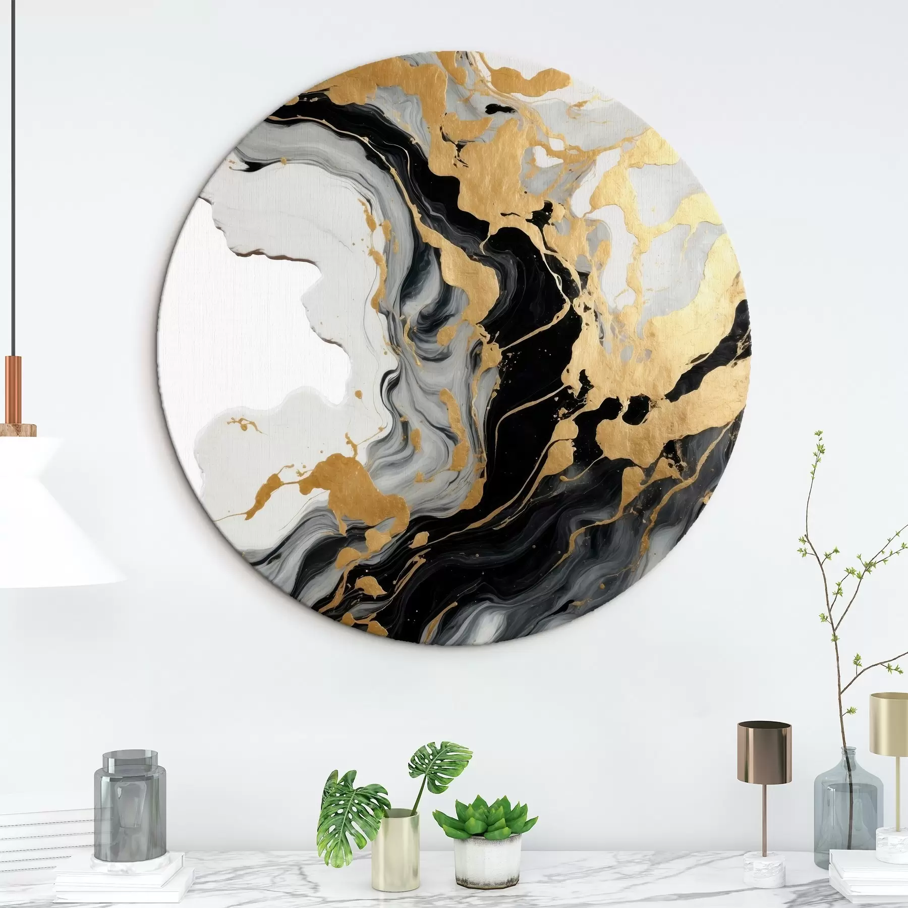 murales de pared Acuarela abstracta con pintura negra y amarilla r41290