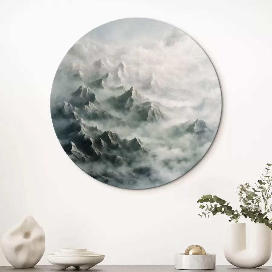 murales de pared Montañas nevadas en la niebla r41301