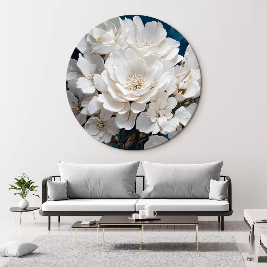 murales de pared Flores blancas sobre fondo acrílico r41314