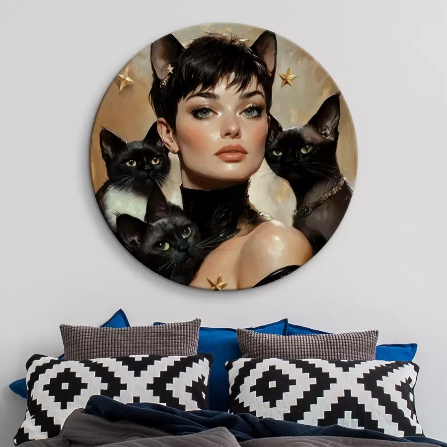 murales de pared Gata con gatos negros r41344