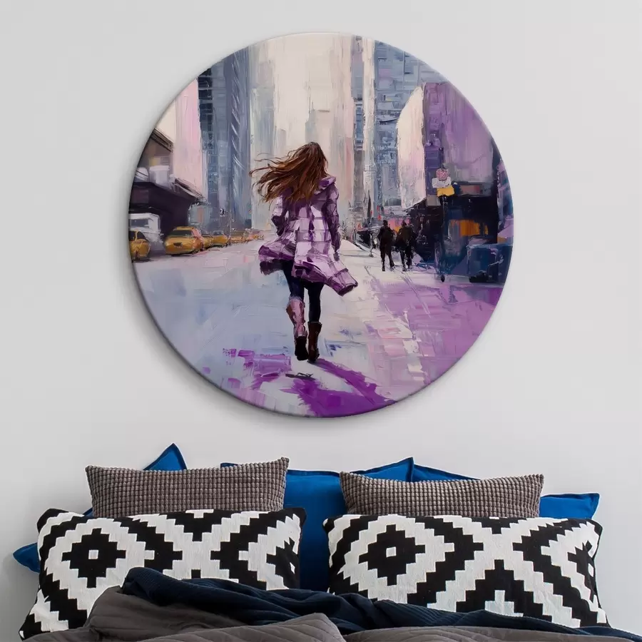 murales de pared Chica con abrigo morado r41345