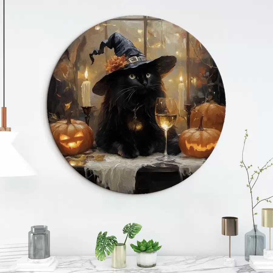 murales de pared Gato negro con calabazas r41349