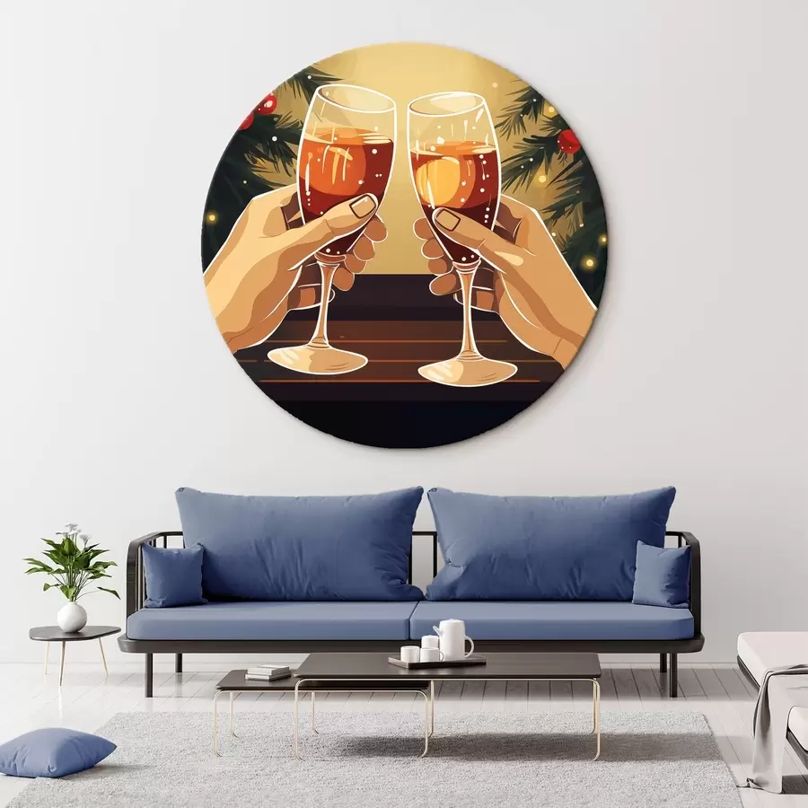 murales de pared Copas de champán, celebración, Año Nuevo, luces de Navidad r41372