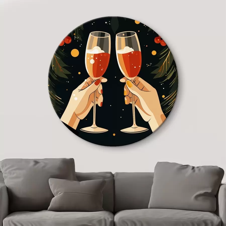 murales de pared Fiestas navideñas, farolillos, cacahuetes, flores, bayas r41375