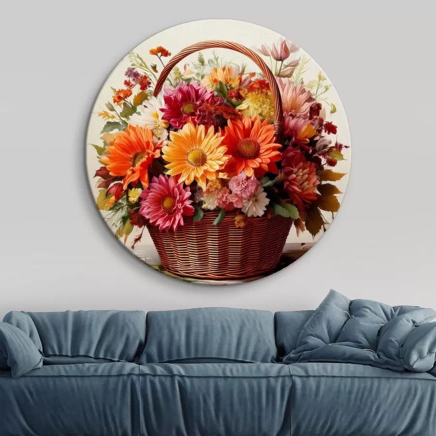 murales de pared cesta con flores de otoño r41405