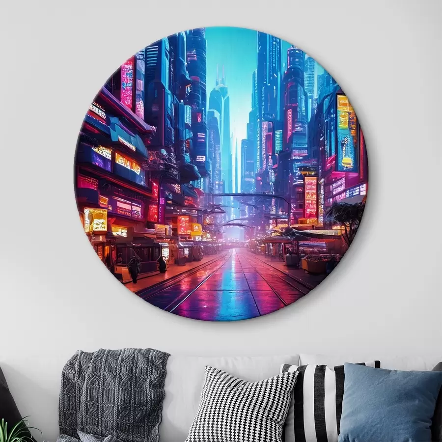 murales de pared ciudad nocturna futurista r41410