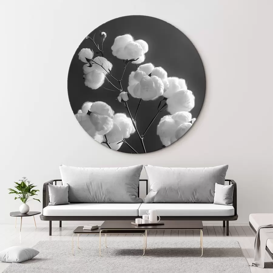 murales de pared Ramas de algodón, versión en blanco y negro r41429