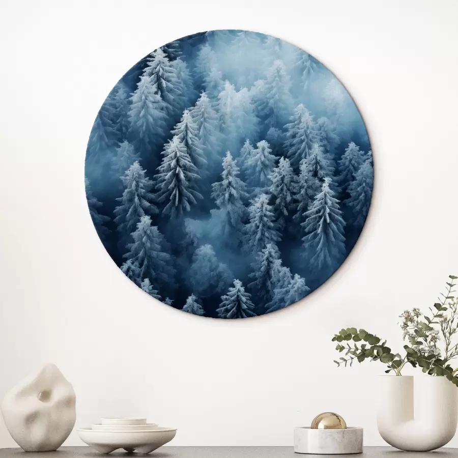 murales de pared Bosque con niebla y escarcha r41443